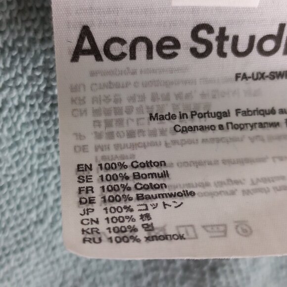 ACNE STUDIOS light blue turquoise hoodie with embroidered patch - Picture 11 of 12